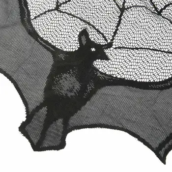 Decor De Halloween Dantelă Neagră Spider Web Capac De Masă Gotic Bat Masă Acasă Eveniment Partidul Decor Semineu Cortina Elemente De Recuzită