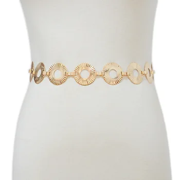 Lanț de aur de Moda Doamnelor Curea Frumos, Elegant, de Moda pentru Femei Disc de Metal Decor Talie Curea Lanț Bg-1491