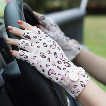 Semi-Deget Dantela din Bumbac Mănuși de protecție Solară de Vară de sex Feminin Jumătate Degetele Anti-Alunecare de Conducere Stil Subțire Femei Manusi TB48
