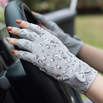 Semi-Deget Dantela din Bumbac Mănuși de protecție Solară de Vară de sex Feminin Jumătate Degetele Anti-Alunecare de Conducere Stil Subțire Femei Manusi TB48