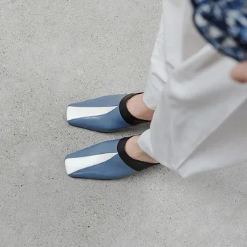 FEDONAS Concis Brand din Piele Femei Catâri Square Toe Tocuri Subtiri Sandale Pentru Fete de Vara Casual Pantofi de sex Feminin, Femeie Tocuri