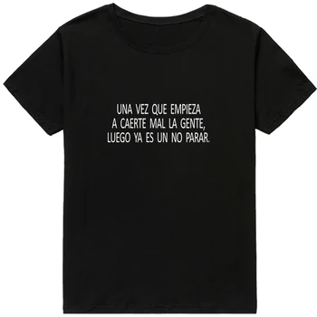 Moda T-shirt Femei spaniolă Scrisoare de Imprimare tricou de Vara top lady casual t-shirt Hipster Fata tee Camiseta Feminina