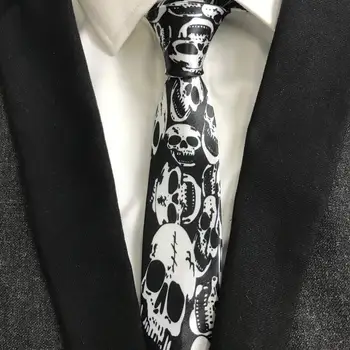 Noua Moda Cravate Inguste Fierbinte Barbati Casual Petrecere Cravata Neagra cu Cranii Infricosator Gravata pentru Halloween