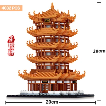 Faimosul construirea de micro diamant twin pod Templul Cerului Forbidden City 3D model de bloc de jucărie de învățământ caramida gi