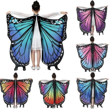 Nou colorat pentru Copii Fluture Șal Doamna Cape Costum Accesoriu copil de piele-friendly fata de iubit Fluture Cape F navă rapidă