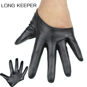 LongKeeper Nou Design Sexy Mănuși de Piele pentru Femei Jumătate de Palmier PU Mănuși din Piele de Partid Arată cu un Deget Negru Aur Argint Plin cu Degetul
