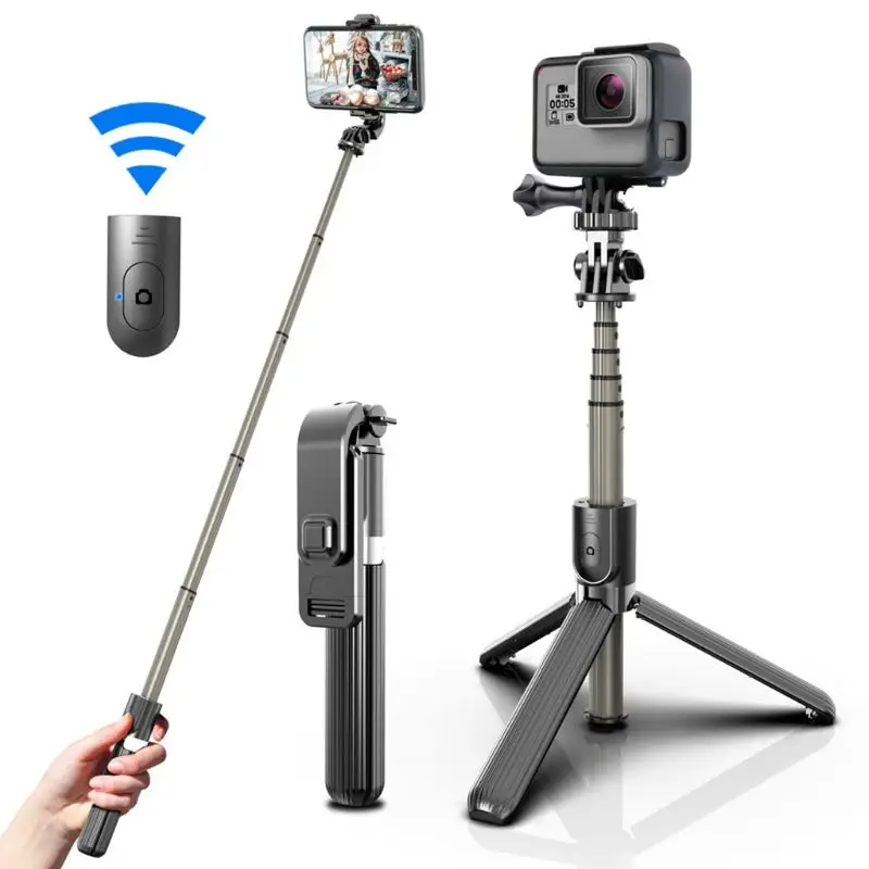 Wireless Bluetooth Selfie Stick Telescopic cu Trepied Pliabil Bluetooth 4.0 Suport pentru iPhone An-droid Telefoane mobile Camera