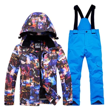 Stil Nou Copii Termică Costum De Schi Băieți Fete Sacou De Schi Pantaloni Set Vânt Impermeabil Jacheta Snowboard Copii Costume Schi