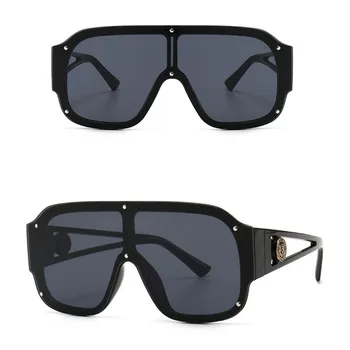 Noua Moda de Lux, Supradimensionate, ochelari de Soare Patrati Bărbați Femei Vintage din Metal Mare Cadru dintr-O Bucata Ochelari de Soare Oglindă Nit Nuante UV400