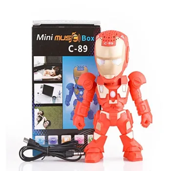 C-89 Iron Man de Lumină LED, Difuzoare Stereo Music Player Bluetooth Wireless Speaker Portabil Mini Wireless Subwoofere TF FM USB Card