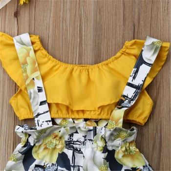 Copilul mic Copil Fata Floral Maneca Scurta Pantaloni set haine copii fete de vară fără mâneci set