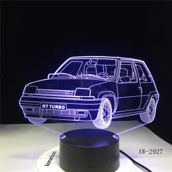 GT Turbo Touch USB Iluminat Interior Forma Masina Mica Lumina de Noapte Noutate led 3D Vizuale Lumina de Noapte În 7 Culori Lampa de Birou AW-2927