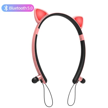 Drăguț Bluetooth 5.0 Pisică Ureche Căști de Lumină LED-uri Jocuri Telefon setul cu Cască Căști Gamer Cascos Fata de Muzica Casca Cosque Copii Cadou