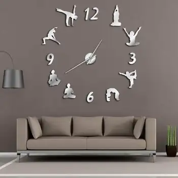 Yoga Ceasuri de Perete Mare Efect de Oglindă Camera de zi Ceas de Perete DIY Meditație Zen în Arta de Perete Decor Acasă Fara rama Ceas de Ceas