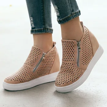 Pană Adidași Femei vulcaniza Leopard cu fermoar pantofi de moda de a crește în interiorul Pantofi pentru Femei de moda noua pentru fata