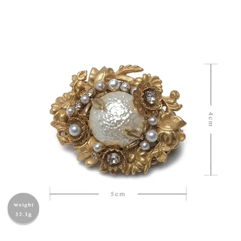 Amorita boutique de Aur floare brosa vintage court rafinat perla brosa