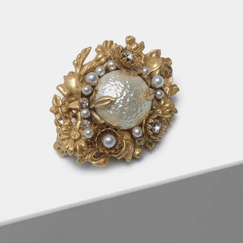 Amorita boutique de Aur floare brosa vintage court rafinat perla brosa