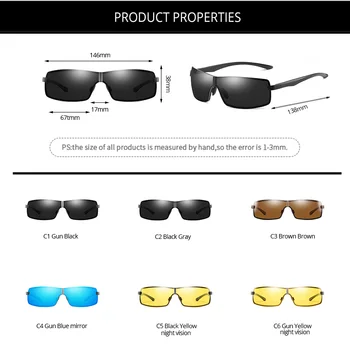 COASION 2020 Lux Design de Brand Polarizat ochelari de Soare Barbati Dreptunghi de Metal Cadru Ochelari de Soare Noapte Viziune Ochelari CA1480
