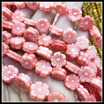 38pcs coral natural de flori margele de coral standuri sculptură flori doua fata roz coral margele vrac accesorii dimensiune 11mm frumos coral
