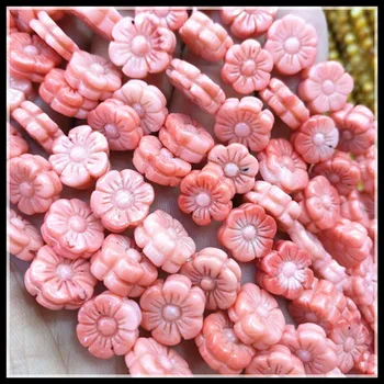 38pcs coral natural de flori margele de coral standuri sculptură flori doua fata roz coral margele vrac accesorii dimensiune 11mm frumos coral