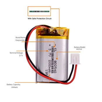 XHR-2P 2.54 1000mAh 802540 3,7 V litiu-polimer baterie 852540 cod de scanare instrument vorbitor de conducere A4TECH mouse-ul lanterna