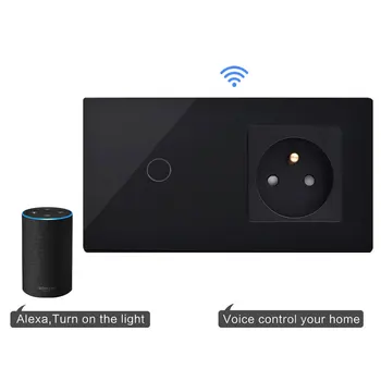 Bingoelec WiFi de Control 1 Banda 1Way Switch-uri Cu cartofi Soclu,Tri-color Crystal Panoul de comandă de Muncă de Către Alexa Google,157*86mm