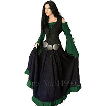 Noi Medieval Femeie Rochie De Seara Vintage Renascentist De Pe Umăr Neregulate Doamna Maneca Clopot De Halloween Palatului Printesa Vestido