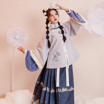 Vechi Tradiționale Dinastiei Han Costume Printesa De Toamnă Iarnă Stil Chinezesc Femei Hanfu Broderii Florale 3 Seturi De Piese
