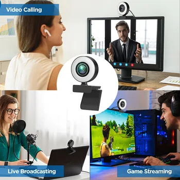2021 Nou Lumina de Umplere Webcam 2K Full HD, Camera Web Cu Microfon Pentru PC, Laptop 1080P Web Cam pentru Studiu Online de Conferință Youtube