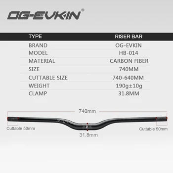 OG-EVKIN HB-014 NOUĂ Lumină Carbon Ghidon Mtb UD 740mm Bicicleta Ghidon 31.8 mm Coloană Bar de Carbon, Accesorii pentru Biciclete de Munte