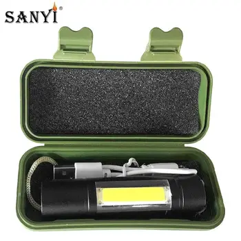Sanyi Ultra Luminos LED COB Lanterna 3 Moduri Lanterna USB Reîncărcabilă Lanterna Built-in 14500 Baterie+Încărcător USB+Cadou Cutie de Depozitare
