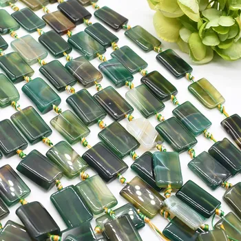 2strands/lot Naturala verde smarald dreptunghi Agate piatră netedă margele Pentru DIY Colier Bijuterii de Luare Vrac 15