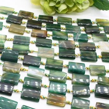 2strands/lot Naturala verde smarald dreptunghi Agate piatră netedă margele Pentru DIY Colier Bijuterii de Luare Vrac 15