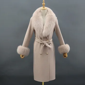 JANEFUR CashmereCoats Femei de Iarnă de sex Feminin Doamne Elegante Casual, Lungi de lână, îmbrăcăminte exterioară