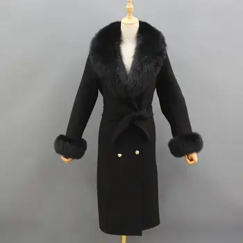 JANEFUR CashmereCoats Femei de Iarnă de sex Feminin Doamne Elegante Casual, Lungi de lână, îmbrăcăminte exterioară