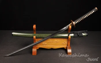 Manual Japoneze Katana Full Tang Pliat Oțel Sabie De Samurai Căldură Temperat Speciale Bohi Verde Cereale Saya-Claritatea Fierbinte De Vânzare