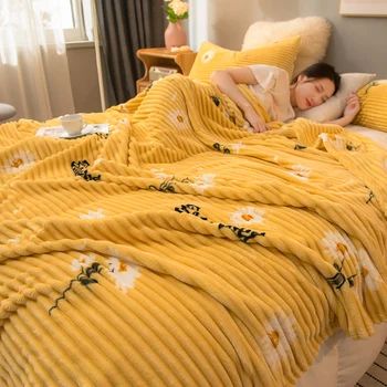 Floarea-soarelui pături arunca pentru canapea de Culoare Galben Cald Moale Flanel Pătură Pe Pat, prosop mic pătură