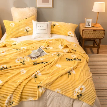 Floarea-soarelui pături arunca pentru canapea de Culoare Galben Cald Moale Flanel Pătură Pe Pat, prosop mic pătură