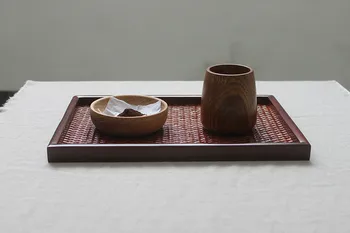 1 BUC Stil Japonez Vane de Rattan Împletit Articole Cadru de Lemn Tăvi de Servire Ceai Bambus Platou cu Fructe LC 011