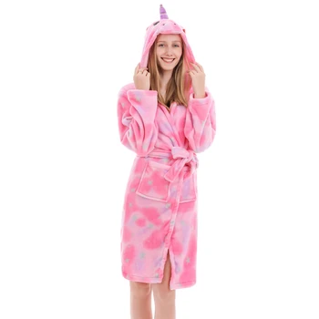 Femeile Flanel Halat De Baie Desene Animate Robă Lungă Femme Unicorn Halate Pijamale Adulti Rochie Cu Gluga Animal Sleepwear Costum De Baie Unicornio