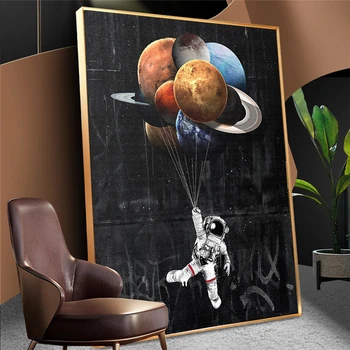 Astronaut Spațiu Pictura in Ulei pe Panza Decor Camera pentru Copii Visează Stele și Postere de Imprimare Imagini de Perete pentru Decor Acasă