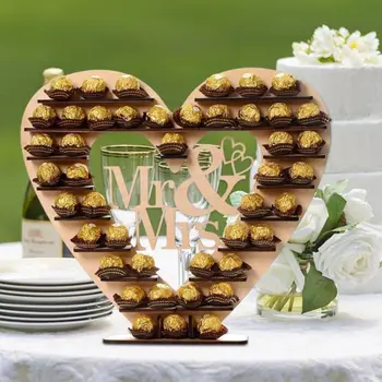 Nunta Ornamente Din Lemn Mr&Mrs Ciocolata Stand De Afișare Bomboane Cupcake Deserturi Titularul Home Decor Petrecere De Nunta Baruri #710