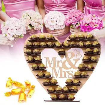 Nunta Ornamente Din Lemn Mr&Mrs Ciocolata Stand De Afișare Bomboane Cupcake Deserturi Titularul Home Decor Petrecere De Nunta Baruri #710