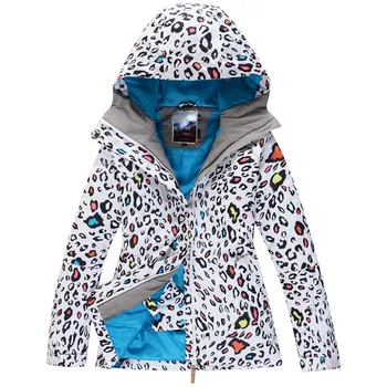 Alb Leopard de Zăpadă Jachete pentru Femei Costum de Schi Purta 10K Impermeabil Snowboarding Îmbrăcăminte Paltoane de Iarnă în aer liber Costume Pentru Fete