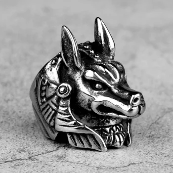 Din Oțel inoxidabil Bărbați Inele Faraon Egiptean Nessus Câine Animal de Punk-Rock pentru bărbați Prietenul Bijuterii Creativitate Cadou en-Gros