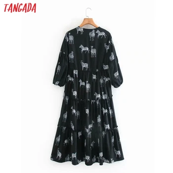 Tangada femei de moda animal print shirt dress 2020 new sosire doamnelor v gât rochie midi vestidos XN32