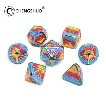 Chengshuo dnd zaruri metal rpg stabilit poliedrice d20 8 en-Gros albastru jocuri de masă aliaj de Zinc digital zaruri model