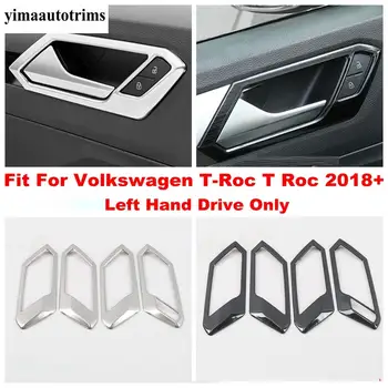 Ușa Interioară Se Ocupe Castron Cu Capac Cadru Ornamental Pentru Volkswagen T-Roc T Roc 2018 - 2021 Din Oțel Inoxidabil Negru Mat / Argintiu Interior