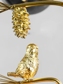 HAIXIANG Coniac Pahar Candelabru de Aur Păsări Lampă de Tavan pentru Liviing Cameră Scara de Iluminat