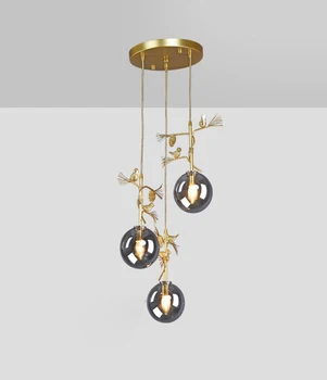 HAIXIANG Coniac Pahar Candelabru de Aur Păsări Lampă de Tavan pentru Liviing Cameră Scara de Iluminat